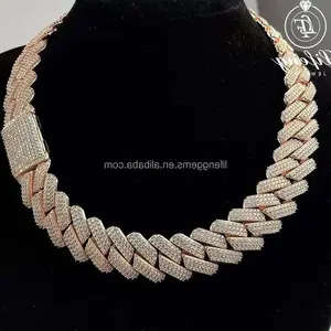 Customize luxury Hip Hop Jewelry White Gold Plated 20mm Cuban Link Chain Iced Out Diamond hip hop Chain Necklace For Men Jewelry