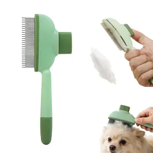 Pet Hair Removal Comb with Release Button — Suitable for Cats and Dogs — Features Long and Short Stainless Steel Teeth for Efficient Hair Removal