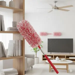 Extendable Dusting Wand with Anti-Static Microfiber Head, Washable Reusable Duster for Blinds, Ceiling Lights & High Places, 3-Section Adjustable Pole for Home & Office Cleaning