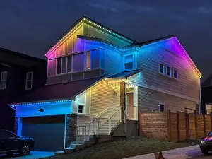 100ft Permanent Outdoor RGB Eaves Lights, 60 LEDs Smart App & Remote Control Roofline Lighting, Music Sync, DIY Scene Modes, IP67 Waterproof LED Lights for Christmas, Holidays, Daily House Decor