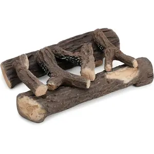 Ceramic Gas Logs, 6 count Set of Decoration Ceramic  Logs for  Types of Ventless, Gel, Ethanol, Electric, Gas Inserts, , Indoor or Outdoor Fireplaces & Fire Pits