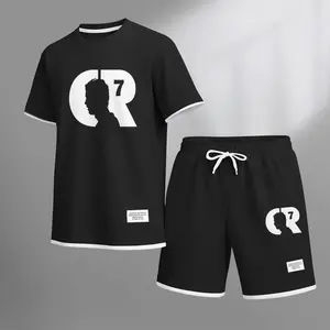 Men's No.7 Player Print Waffle Fabric Short-Sleeved Shirt And Shorts Set 02