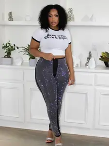 Renaissance Diamond Leggings-Silver / Black