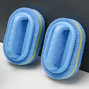 4pcs/2pcs Sponge Eraser Tub and Tile Cleaner with Handle - Powerful Scrubber for Kitchen, Pool, Dishwashing and Cleaning