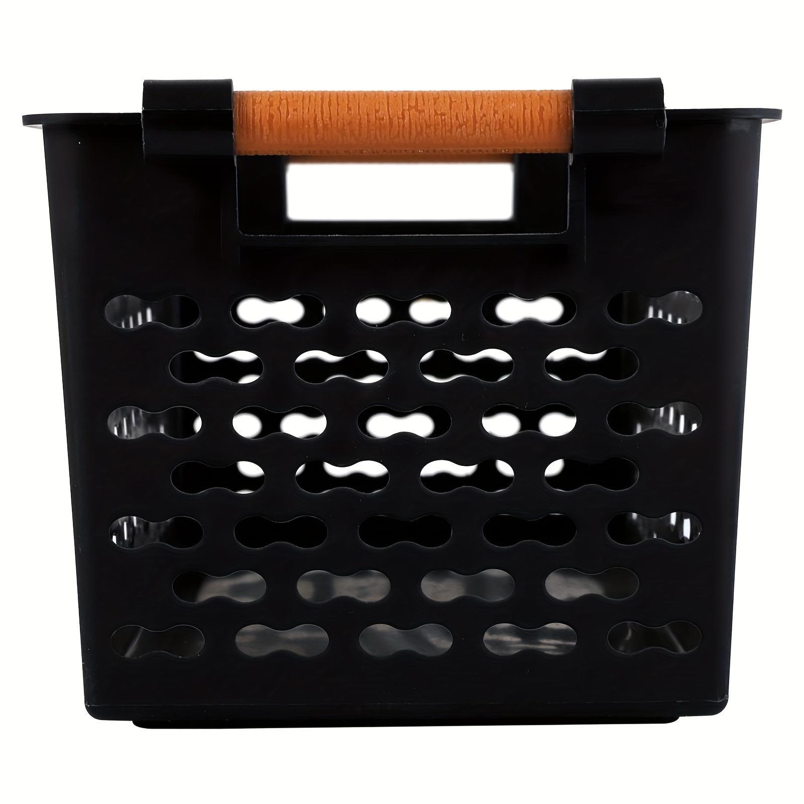 6 Pack Stackable Baskets] 6 Pack Durable Stackable Plastic Storage Baskets with Handles| Open-Top Design & Ventilation Holes for Home, Office, Closet, Bathroom Organization