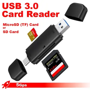 USB 3.0 Multi-Function Type-C Card Reader, Compatible with iPhone, TF, SD Cards, Dual USB Port Design, Ideal for Data Transfer & Storage