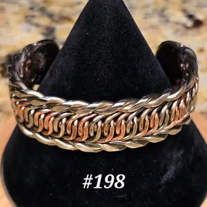 #198  Copper SS SB 5" x 11/16"   Hand-Woven Cuff Bracelet – Handmade Artisan Jewelry – Unisex