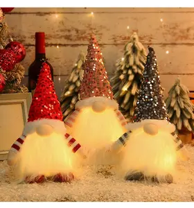 Lighted Christmas Gnome Decor – LED Plush Santa Gnome Tabletop Holiday Ornament