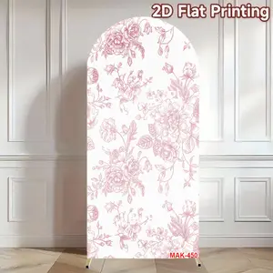 Pink Vintage Floral Toile Arch Backdrop Cover for Birthday Party Wedding Bridal Shower Tea Party Decor Background Wedding Arched Backdrop