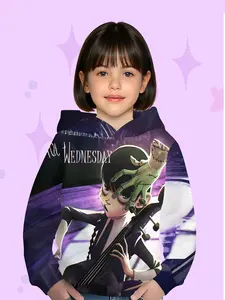 Girls' Hooded Sweatshirt for Fall & Winter, Casual Fashion, Warm Comfortable Fitted Design, Random Print Style