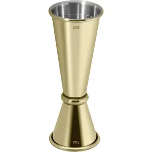 Stainless Steel Double Sided Cocktail Jigger, 1 OZ & 2 OZ Dual Measuring Cup for Bartending Bar Party Wine Cocktail Drink Shaker (Gold)
