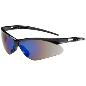 Bouton Anser Safety Glasses with Black Frame and Blue Mirror Lens