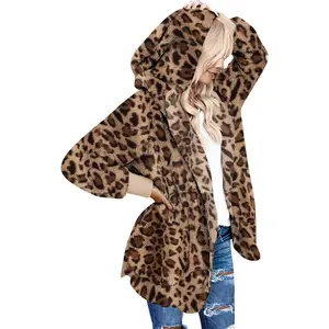 Womens Cardigan 2026 Winter Oversized Open Front Fleece Hooded Draped Pockets Jacket CoatsGift