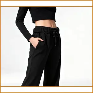 Vibe Outdoor Women's Soft Cotton High Waist Wide Leg Pants  Versatile Drawstring Athleisure Bottoms for All Occasions