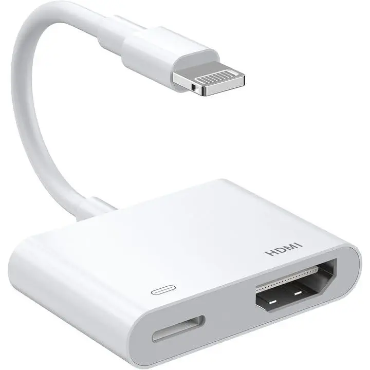 Lightning to HDMI Adapter for iPhone, 1080P Lightning Digital AV Adapter Sync Screen Converter with Charging Port for iPhone 14/13/12/11/XS/XR/X/8/iPad to HDTV/Projector/Monitor