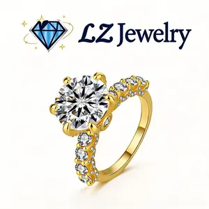 #34 (Engagement Ring 2/3/5CT) 925 Sterling Silver Synthetic Moissanite Ring