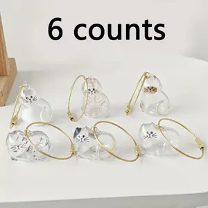6 Counts  Collectible Cat & Dog Pet Hair Memorial Bottle - Transparent PP Vial with Golden Clasp, Creative Style Tribute for Pet Lovers, Keepsake for Fur Removal, Keepsake Vial|Creative Design Bottle|Secure Closure