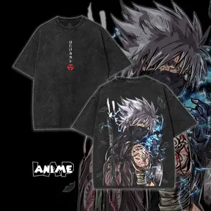 Naruto Kakashi Hatake Chidori Sharingan Vintage Acid Washed Graphic Tee Tanktop Hoodie Sweatshirt Unisex Men Women Y2K Streetwear