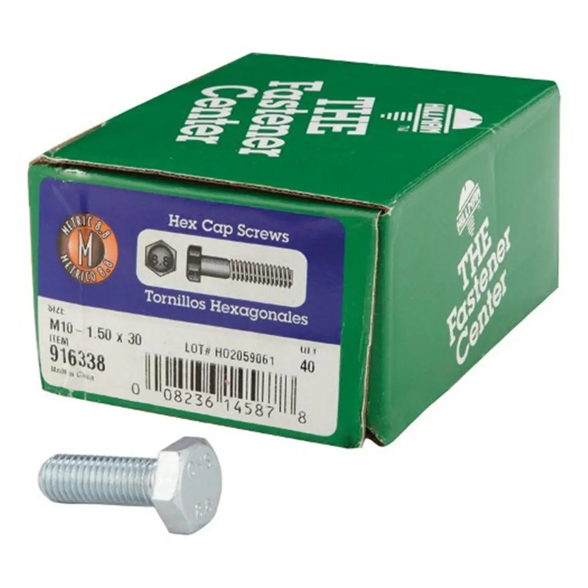 212 MAIN Metallic Hardware Hex Cap Screws, Zinc Plated Steel, Fine Thread, M10-1.50 x 30mm, 30 Count Box (Hillman 916338), 10-1.5 In., Box Of 30