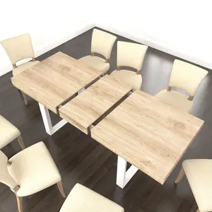 Extendable Dining Room Table for 6 8 10, Modern Farmhouse Wooden Kitchen Expanding Table, Long Large Expandable Dining Room Conference Table
