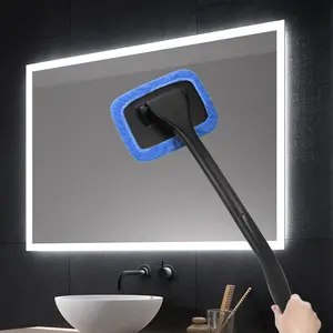 Car Windshield Cleaning Tool with 2 Reusable Microfiber Pads Fixed Non-Extendable Handle Ergonomic Design for Interior & Exterior Blind Spots Auto Glass Wiper