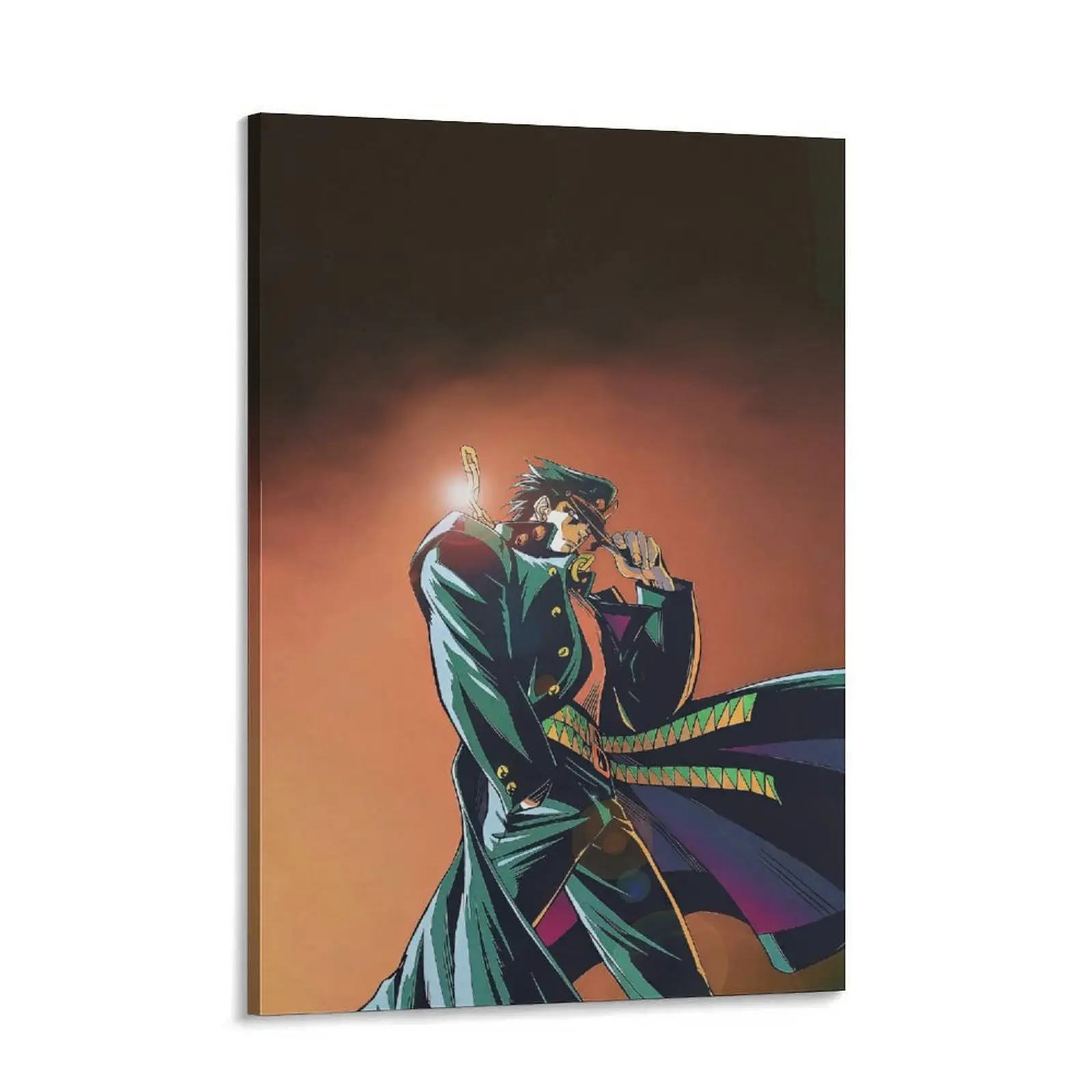 Jotaro Kujo JOJO Anime Wall Art - Artistic Manga Warrior Canvas Print, Gaming Room Decor for Fans of the Series, Home Decoration for Bedroom Office