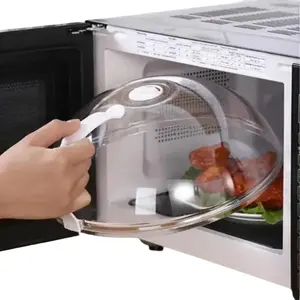Microwave Splash Cover with Handle, 1 Count Transparent Microwave Oven Food Cover, Reusable Food Cover, Kitchen Heat Resistant Lid, Home Cooking Supplies Container, Utensils, Kitchen Cooking Accessories