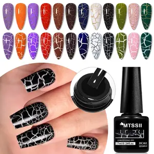 Mtssii 7ML Crackle Effect Gel Nail Polish, Soak-Off Semi-Permanent Nail Art Effects Gel Varnish, Dries Naturally Air Drying No UV Needed, Perfect for Home Manicures
