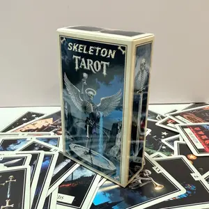 Skeleton Tarot Deck 78 Pcs Gothic Skeleton Art Tarot Cards for Divination fate Dark Fantasy Skull & Bone Theme Board games