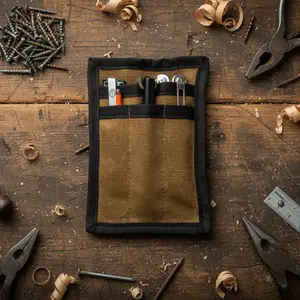 Broken Arrow Adventure Co. Waxed Canvas Mini EDC Pocket Organizer Lay Flat Design - 16oz Heavy Duty Waxed Canvas Storage Bags Multipurpose Storage Bag