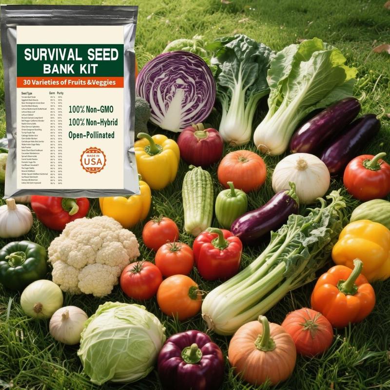 30,000 PCS Assorted Vegetable Seeds – 30 Garden Staples Like Broccoli, Beans, Onions, Squash & More – Ideal for Family Gardens