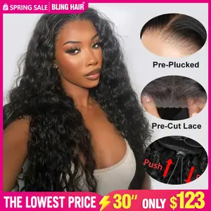 Bling Hair 13x4 13x6 Glueless Deep Wave Wig Real Human Hair Wigs For Women With Drawstring Pre Plucked Lace Frontal Wig
