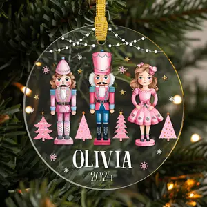 Personalized Nutcracker Christmas Ornament 2024, Custom Name Holiday Tree Decoration, Ballet Nutcracker and Christmas Scene Design, Keepsake Gift for Nutcracker Lovers