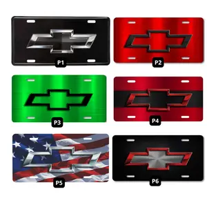 Chevrolet License Plates, Custom Chevy Car Tags, American Flag Chevy Emblem, Metallic Green, Red & Black Designs, Car Accessories for Chevy Fans