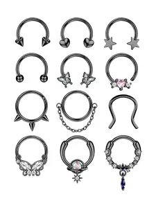 Stainless Steel Nose Ring, Fashionable Nose Ring for Women & Men, Body Jewelry for Party, Daily Clothing Decor, Trendy All-match & Exquisite Jewelry for Birthday Gift, Nose Piercing Jewelry