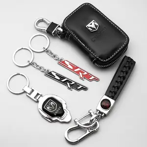 Metal Car Keychain for Dodge and Srt Keys, Luxury Brand Emblem, Automotive Keyring Jewelry Accessory