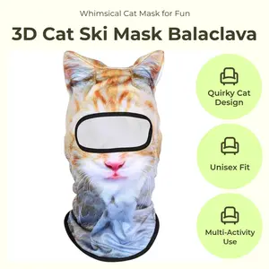 3D Cat Ski Mask Balaclava with Ears - Unisex Cat Shiesty Face Cover for Skiing, Music Festivals, Cycling, Halloween Parties