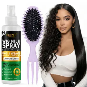 Wig Milk Spray Wig Spray for Synthetic Hair, Leave-In Conditioner Spray for Hair Wigs, Conditioner ＆ Detangler 2 in 1 Moisturize Spray, Curly Brush Curl Defining Brush for All Hair Types(2PCS)
