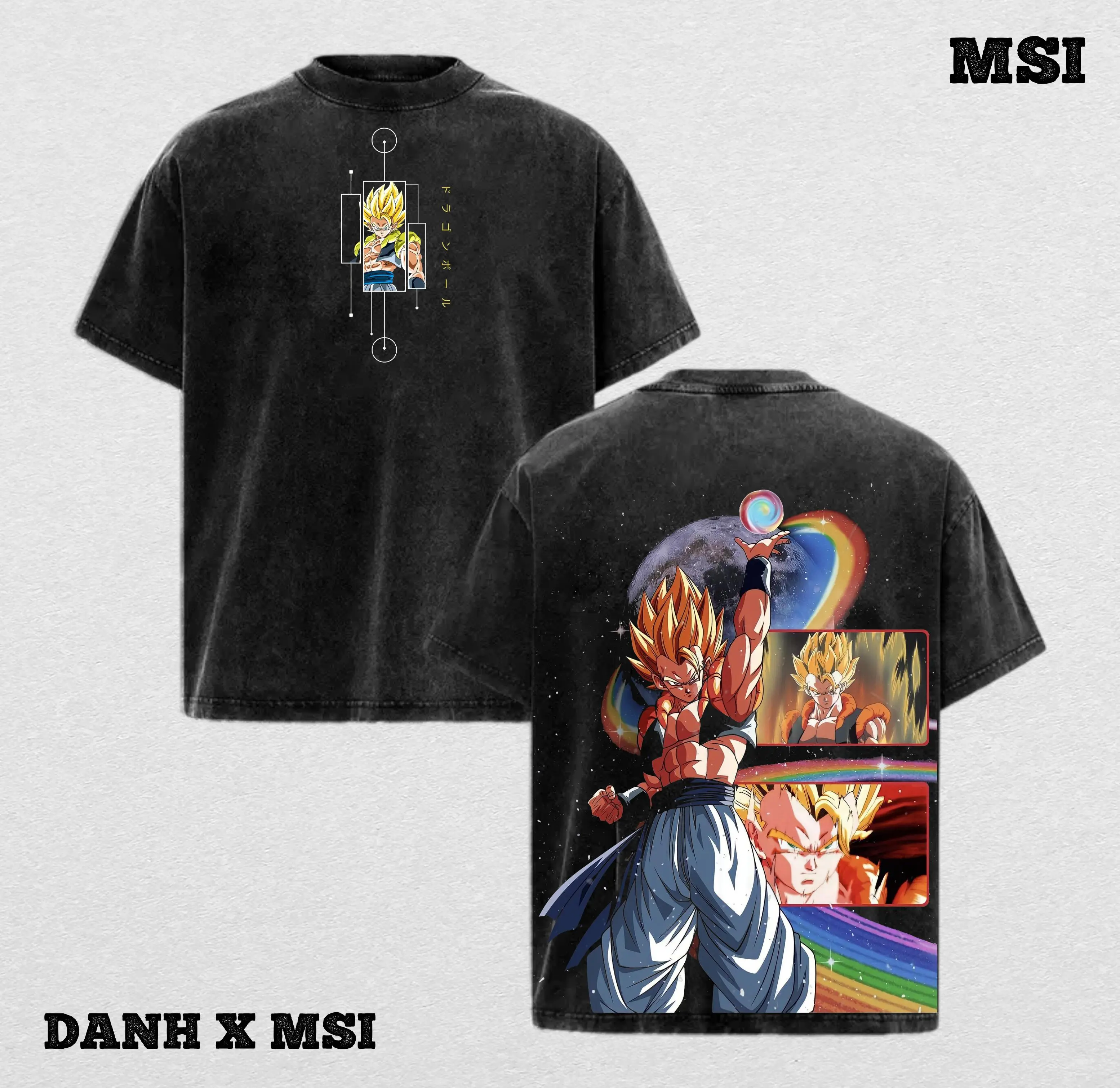 Gogeta | DBZ Washed Tee Streetwear Tee Hoodie “Fusion Reborn — A Warrior Born From Two Legends” — For Anime Fans, For Drops That Radiate Cosmic Strength