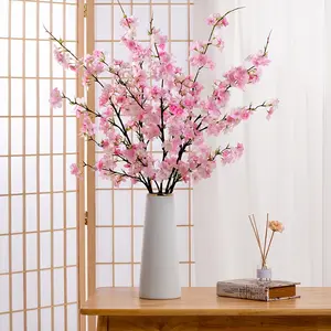 3pcs Artificial Cherry Blossom Stems, 106cm Plastic Fake Plants, Modern Minimalist Style, Home Decor, Vase Filler, Wedding, Party, Living Room