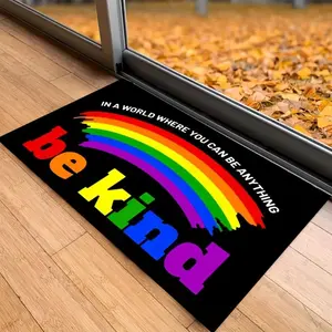 Rainbow & Letter Pattern Door Mat, 1 Count Non-slip Soft Floor Mat, Decorative Carpet for Home Living Room Bedroom, Home Decor, Boho Area Rug