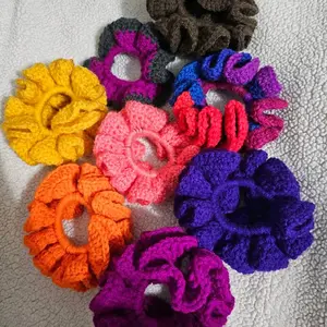 Crochet Scrunchies - Assorted Colors Soft and Durable Hair Accessories for Women and Girls