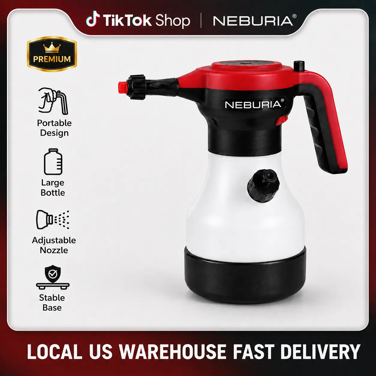 【DEALSFORYOU】NEBURIA Electric Foam Sprayer, Cordless High Pressure Foam Cannon for Car Wash, One-Touch Thick Foam, Rechargeable Cleaner