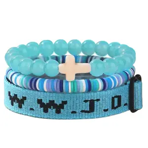 SeSe Code WWJD Beaded Bracelet With Cross Charm Adjustable And Stackable Jewelry For Sweet Girls Daily Wear