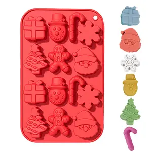 1PCS Christmas Silicone Cake Molds, 3D Christmas Chocolate Candy Molds, Snowflake Gingerbread Xmas Tree Cane Santa Snowman Shapes Baking Molds for DIY Candy Soap Jelly Ice Cube Tray Cake Topper