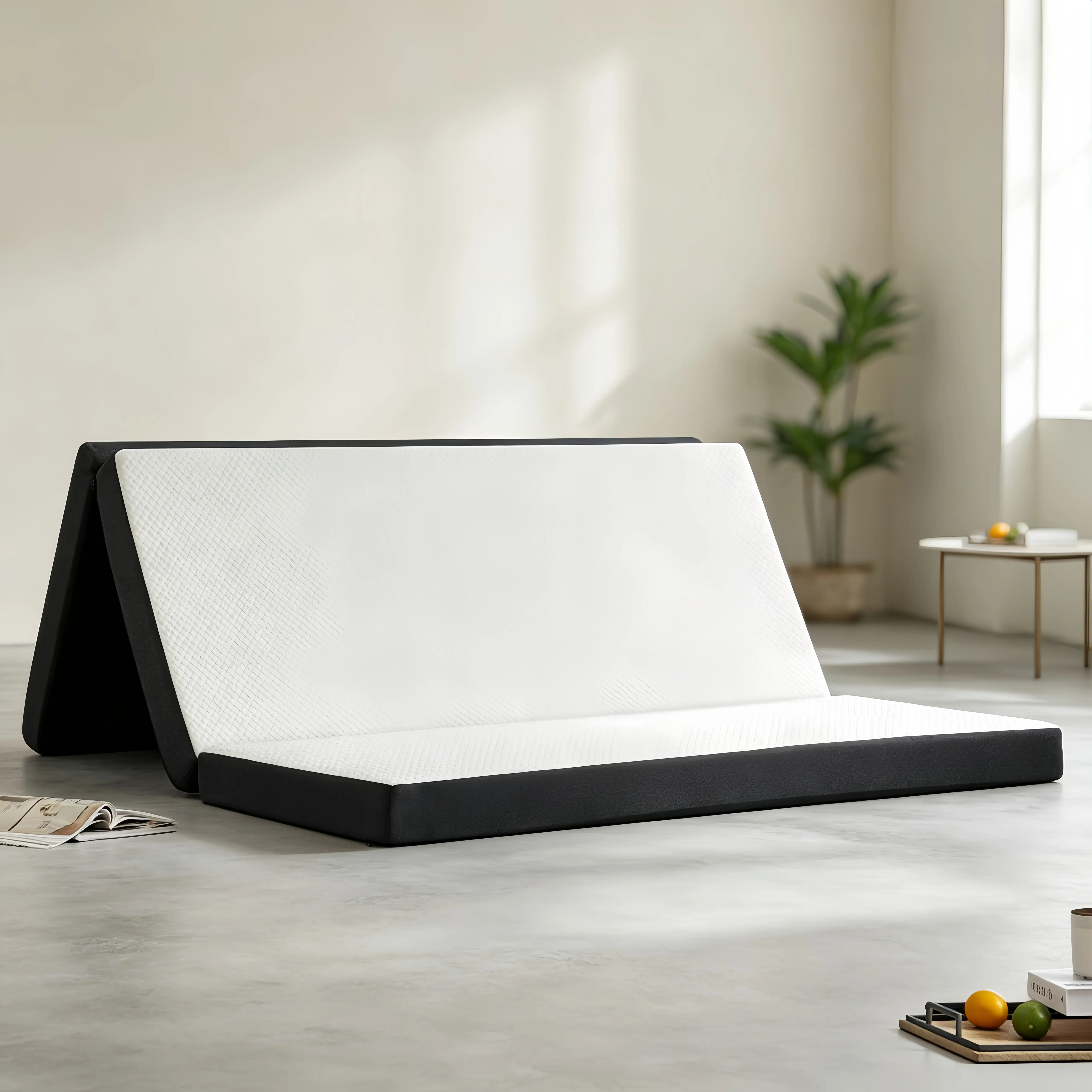3" Tri-Fold Memory Foam Mattress, Portable Foldable Floor Bed for Guest, Travel, Camping & Yoga – Soft Support, Washable Cover, Space-Saving Design