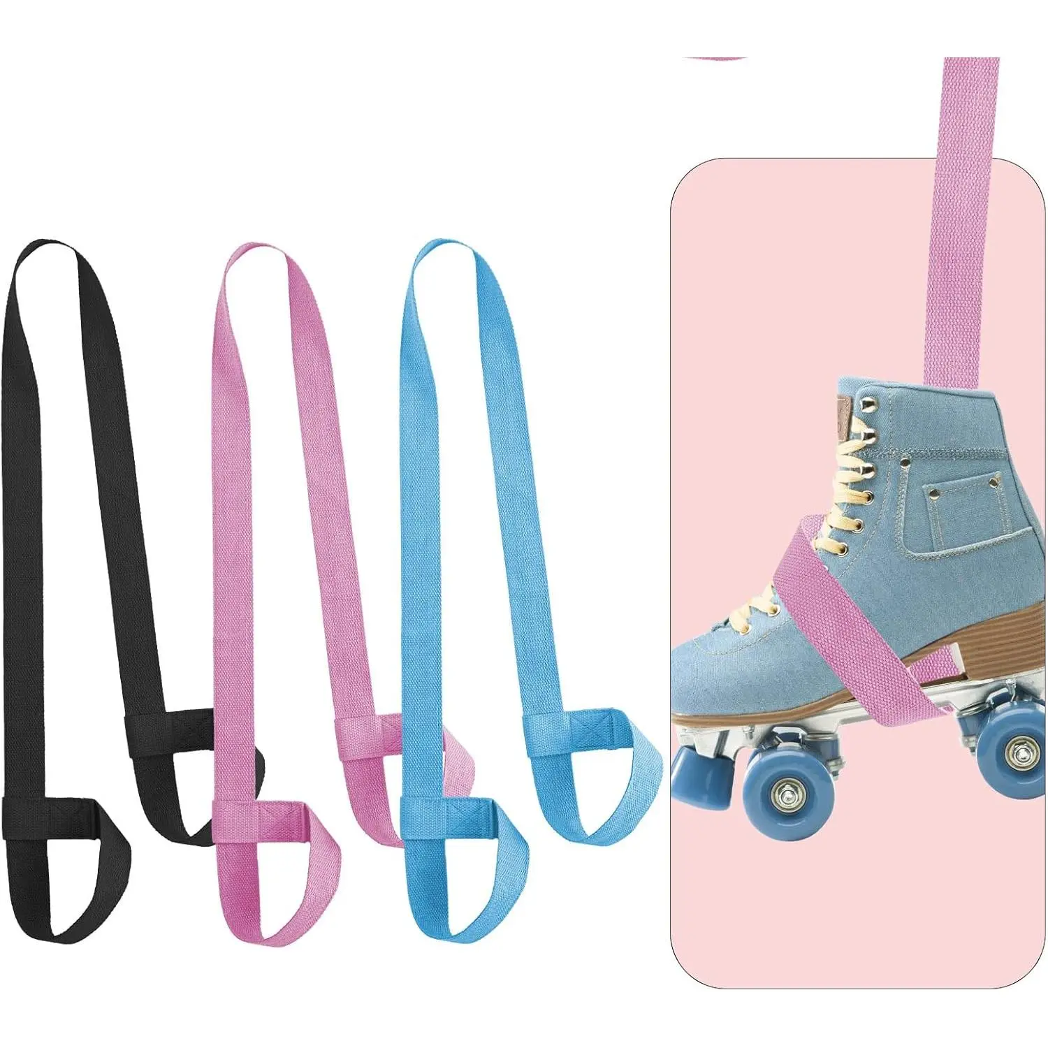 Roller Skate Leash, Adjustable Ski Boots Yoga Mat Carrier Strap for Yoga Mat, Skiing, Snowboarding, Ice Skates and Rollerblades