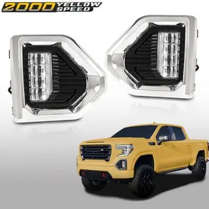 Fit For 19-21 GMC Sierra 1500 Denali LED Fog Light Lamp W Wiring  Chrome Bezels Amber Headlight Assembly