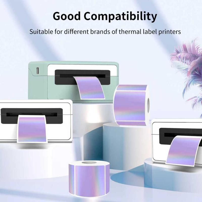 STARBOLING Square Thermal Labels Stickers 2" x 2", Holographic Thermal Stickers Labels, Glitter Self-Adhesive Direct Thermal Label for Small Business- Holographic