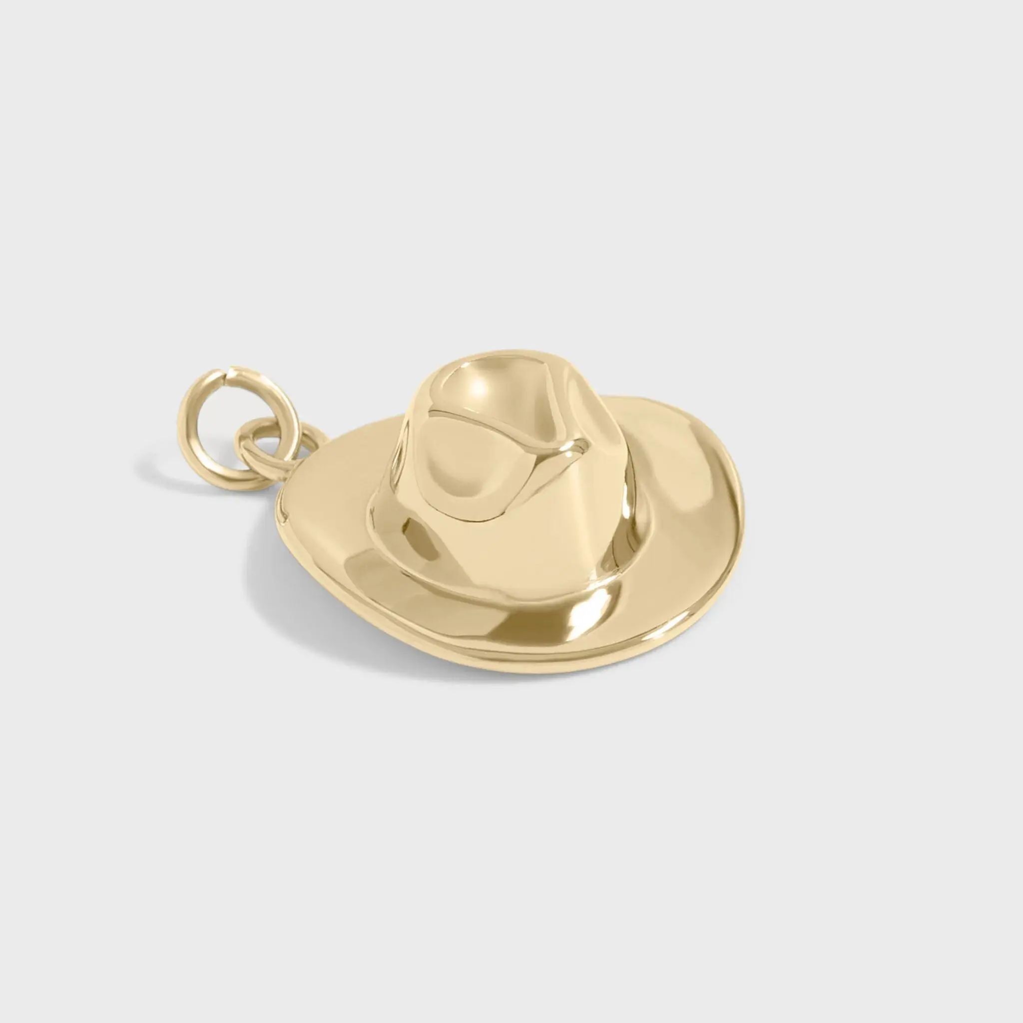 Cowboy Hat Charm 18K Gold PVD Coated 316L Stainless Steel Waterproof Non-Tarnish Hypoallergenic 20mm x 17mm for Bracelets & Necklaces